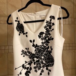 White flower beaded Calvin Klein Dress